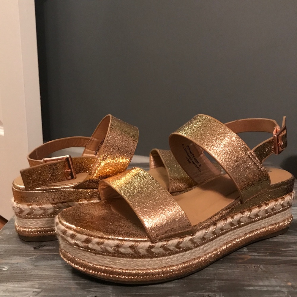 Bamboo rose gold espadrille sandals